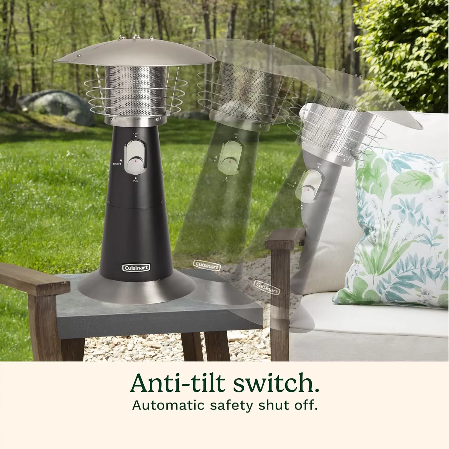 imageCuisinart COH513 Portable Tabletop Patio 11000 BTU Outdoor Propane Heater with Safety Tilt Switch and Burner Screen Guard 30 sq Foot Heat Range RedBlack