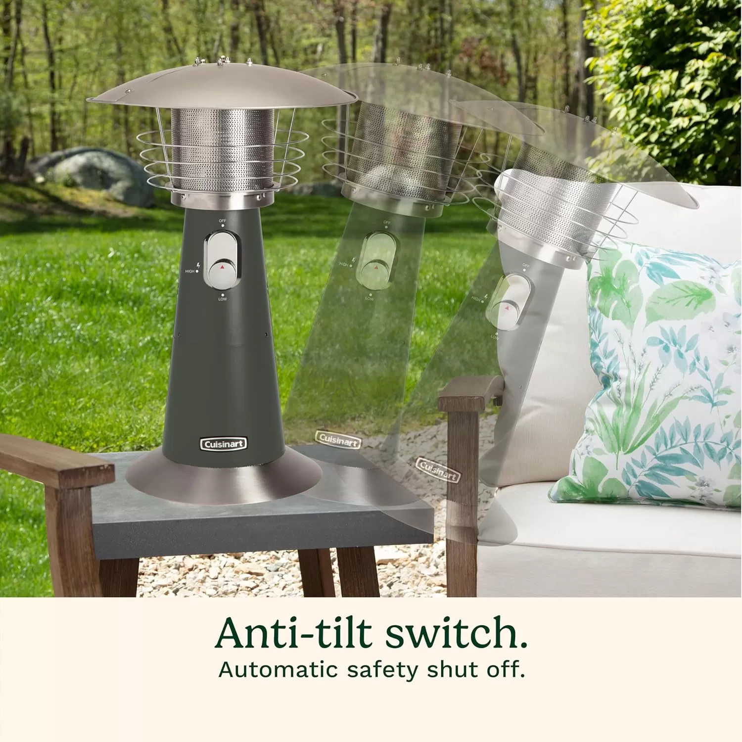 imageCuisinart COH513 Portable Tabletop Patio 11000 BTU Outdoor Propane Heater with Safety Tilt Switch and Burner Screen Guard 30 sq Foot Heat Range RedDark Gray