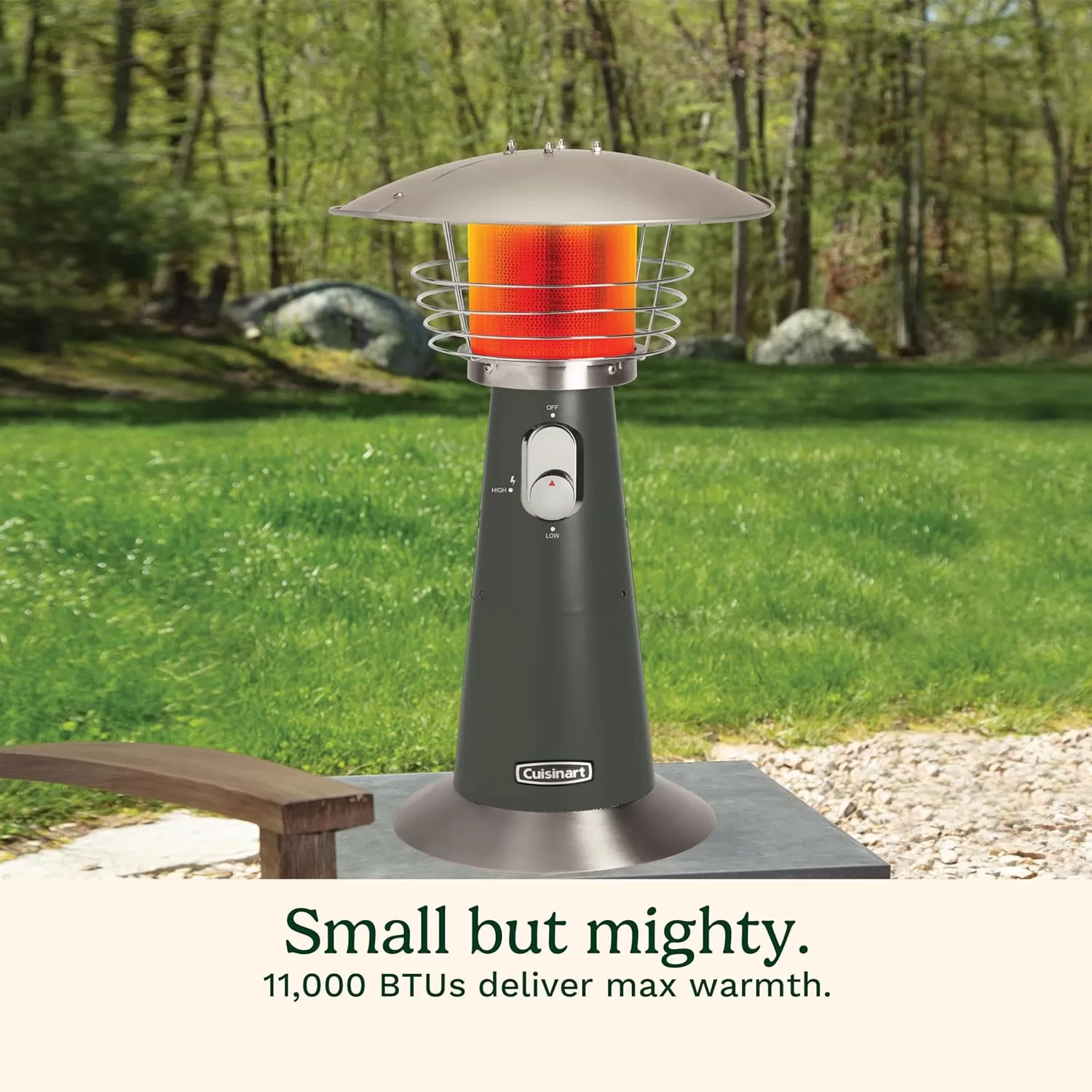 imageCuisinart COH513 Portable Tabletop Patio 11000 BTU Outdoor Propane Heater with Safety Tilt Switch and Burner Screen Guard 30 sq Foot Heat Range RedDark Gray