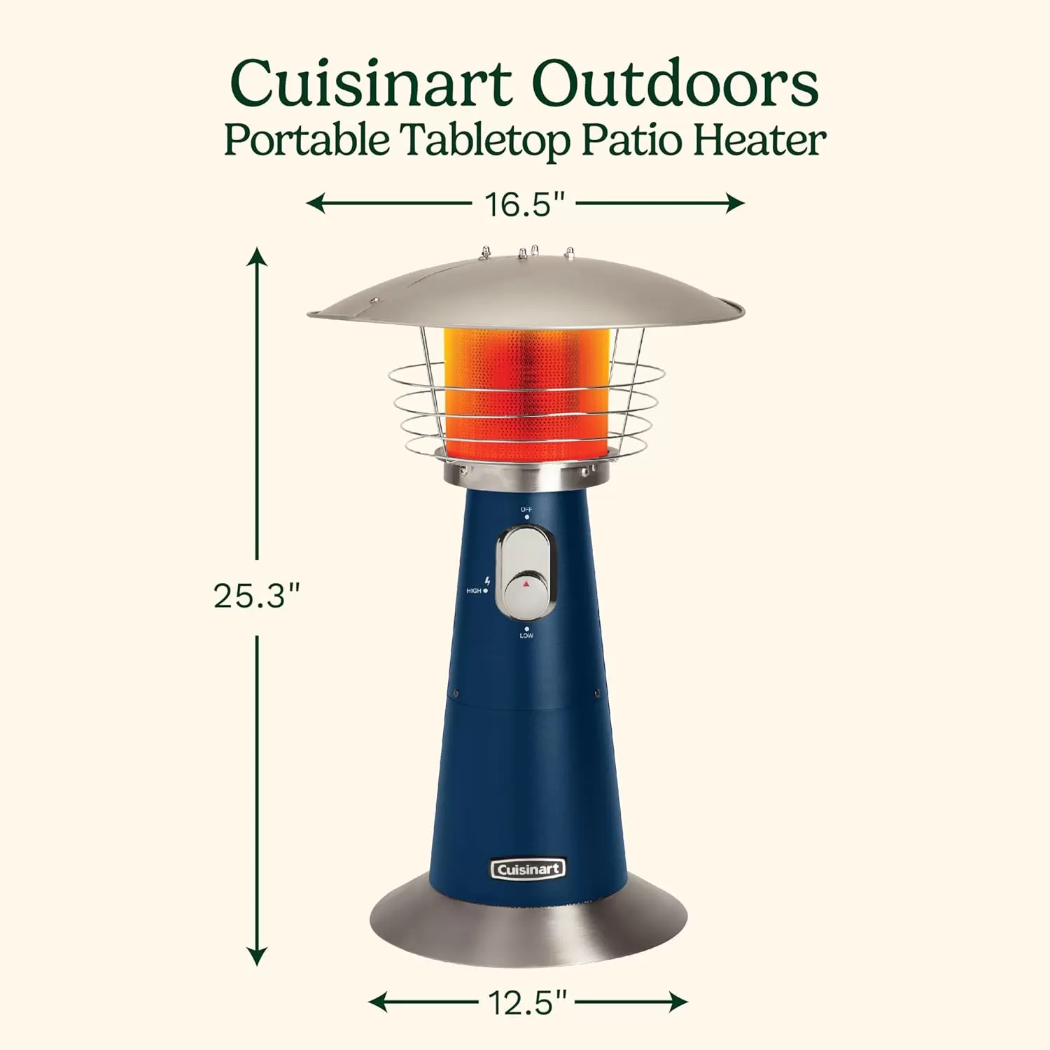 imageCuisinart COH513 Portable Tabletop Patio 11000 BTU Outdoor Propane Heater with Safety Tilt Switch and Burner Screen Guard 30 sq Foot Heat Range RedNavy