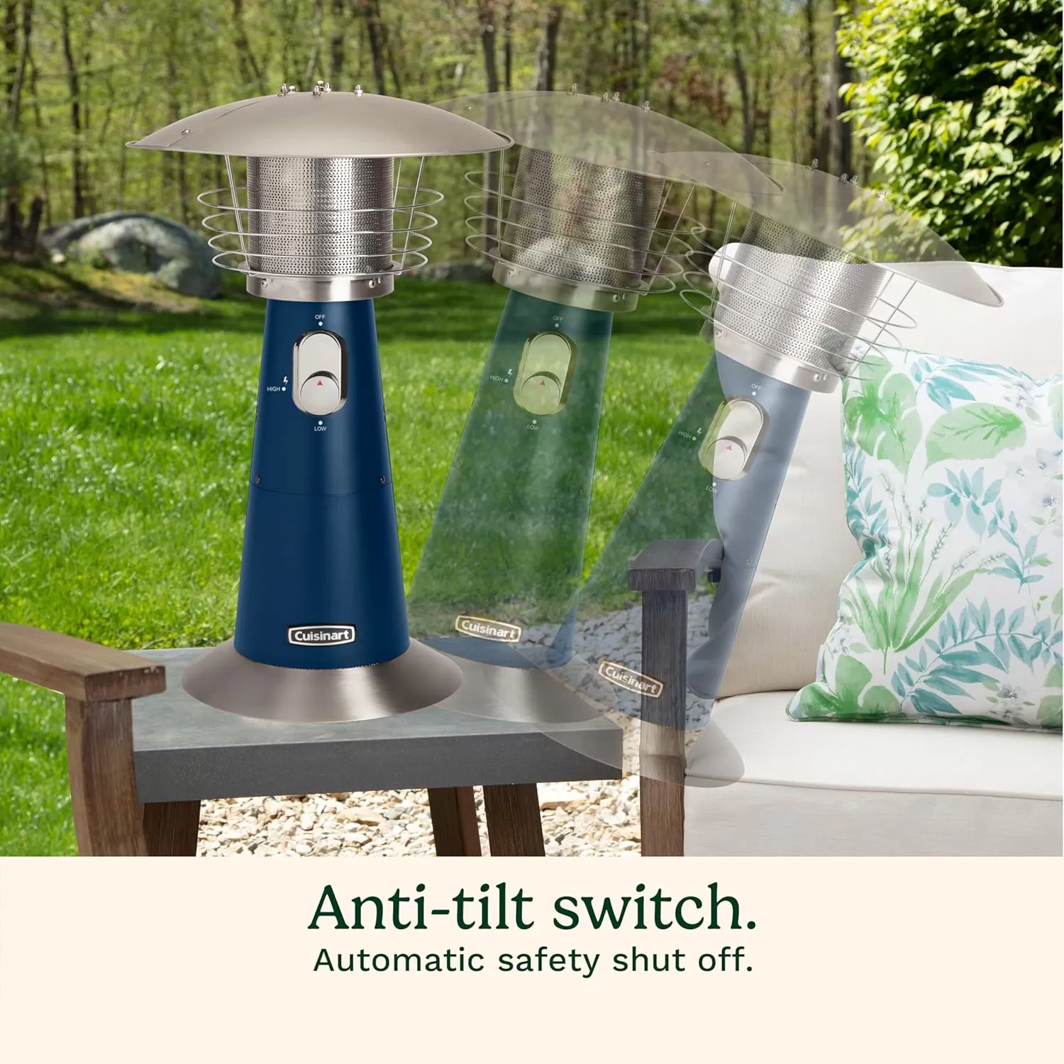imageCuisinart COH513 Portable Tabletop Patio 11000 BTU Outdoor Propane Heater with Safety Tilt Switch and Burner Screen Guard 30 sq Foot Heat Range RedNavy