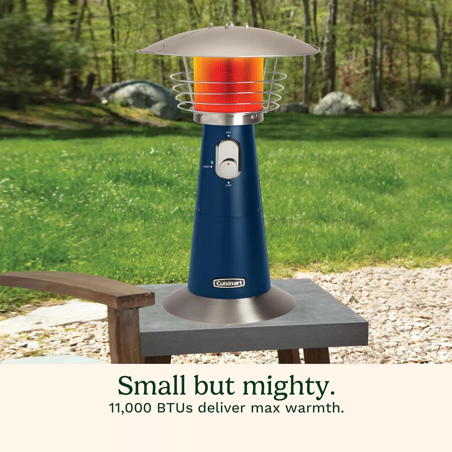 imageCuisinart COH513 Portable Tabletop Patio 11000 BTU Outdoor Propane Heater with Safety Tilt Switch and Burner Screen Guard 30 sq Foot Heat Range RedNavy