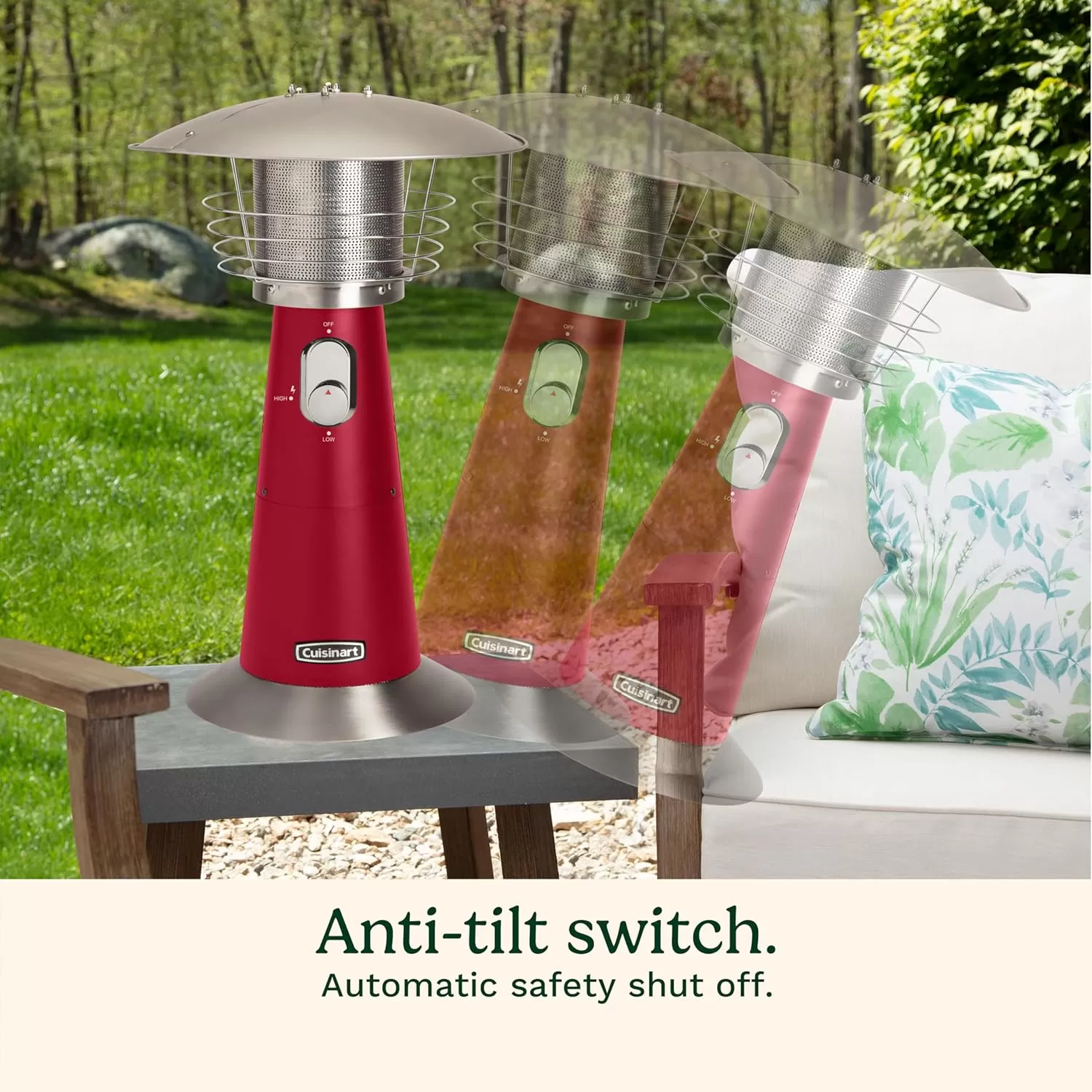 imageCuisinart COH513 Portable Tabletop Patio 11000 BTU Outdoor Propane Heater with Safety Tilt Switch and Burner Screen Guard 30 sq Foot Heat Range RedRed