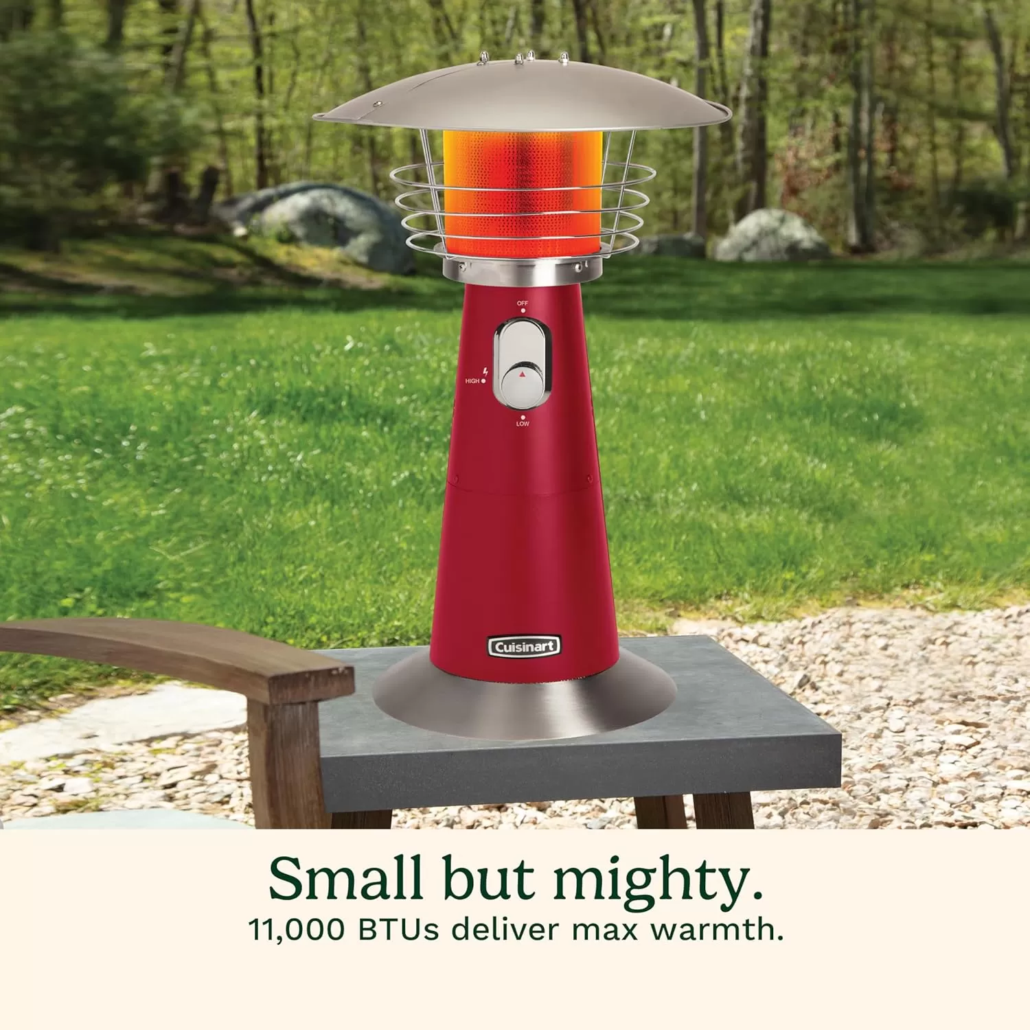 imageCuisinart COH513 Portable Tabletop Patio 11000 BTU Outdoor Propane Heater with Safety Tilt Switch and Burner Screen Guard 30 sq Foot Heat Range RedRed