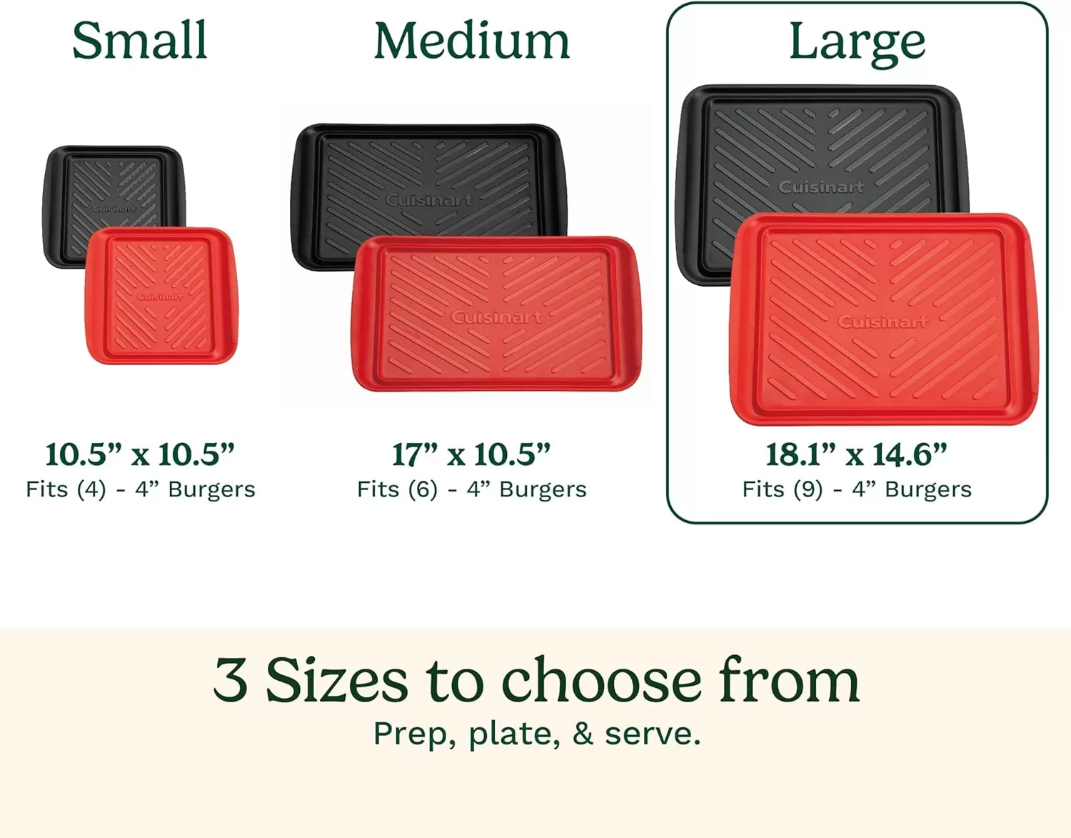 imageCuisinart CPK200 Grilling Prep and Serve Trays Black and Red Large 17 x 10 5Large 18 x 145