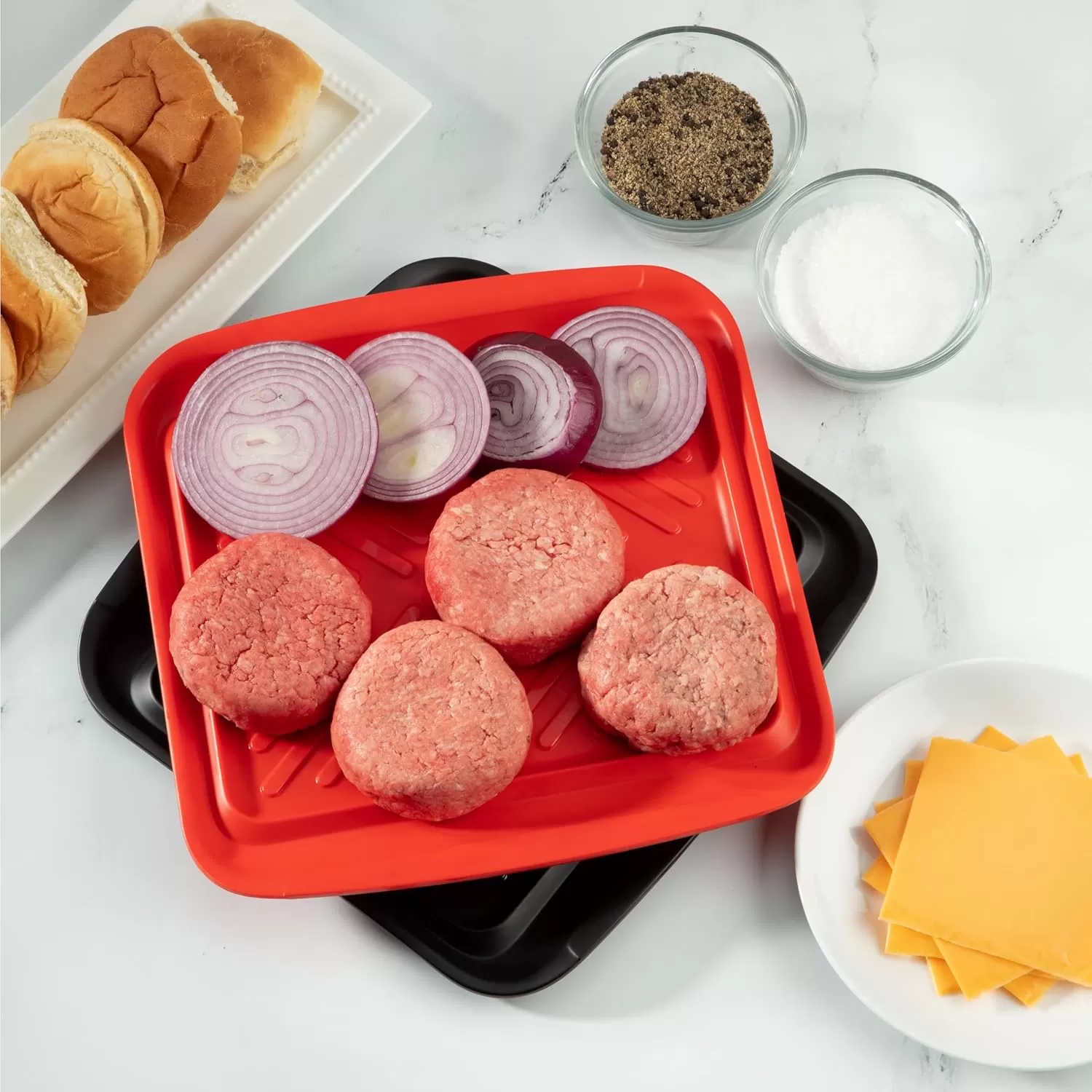 imageCuisinart CPK200 Grilling Prep and Serve Trays Black and Red Large 17 x 10 5Small 105 x 105