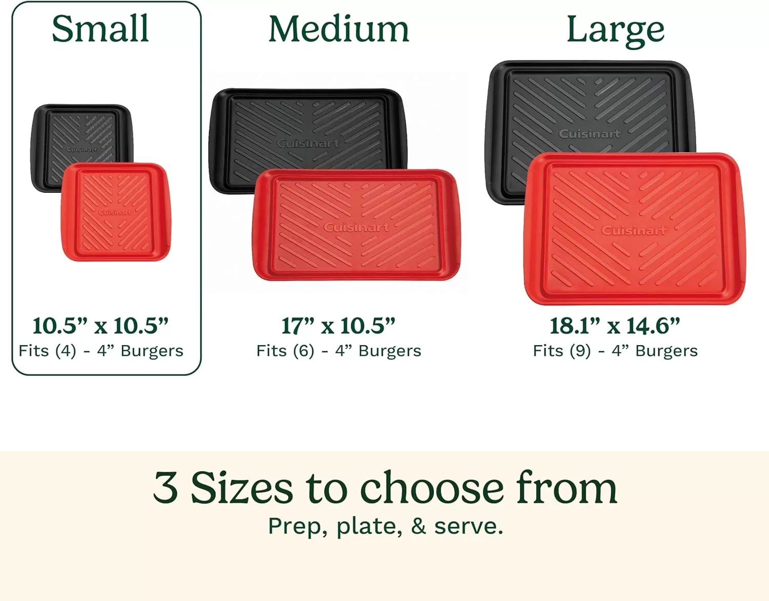 imageCuisinart CPK200 Grilling Prep and Serve Trays Black and Red Large 17 x 10 5Small 105 x 105