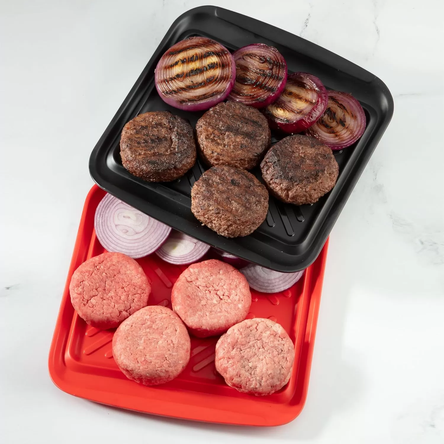imageCuisinart CPK200 Grilling Prep and Serve Trays Black and Red Large 17 x 10 5Small 105 x 105