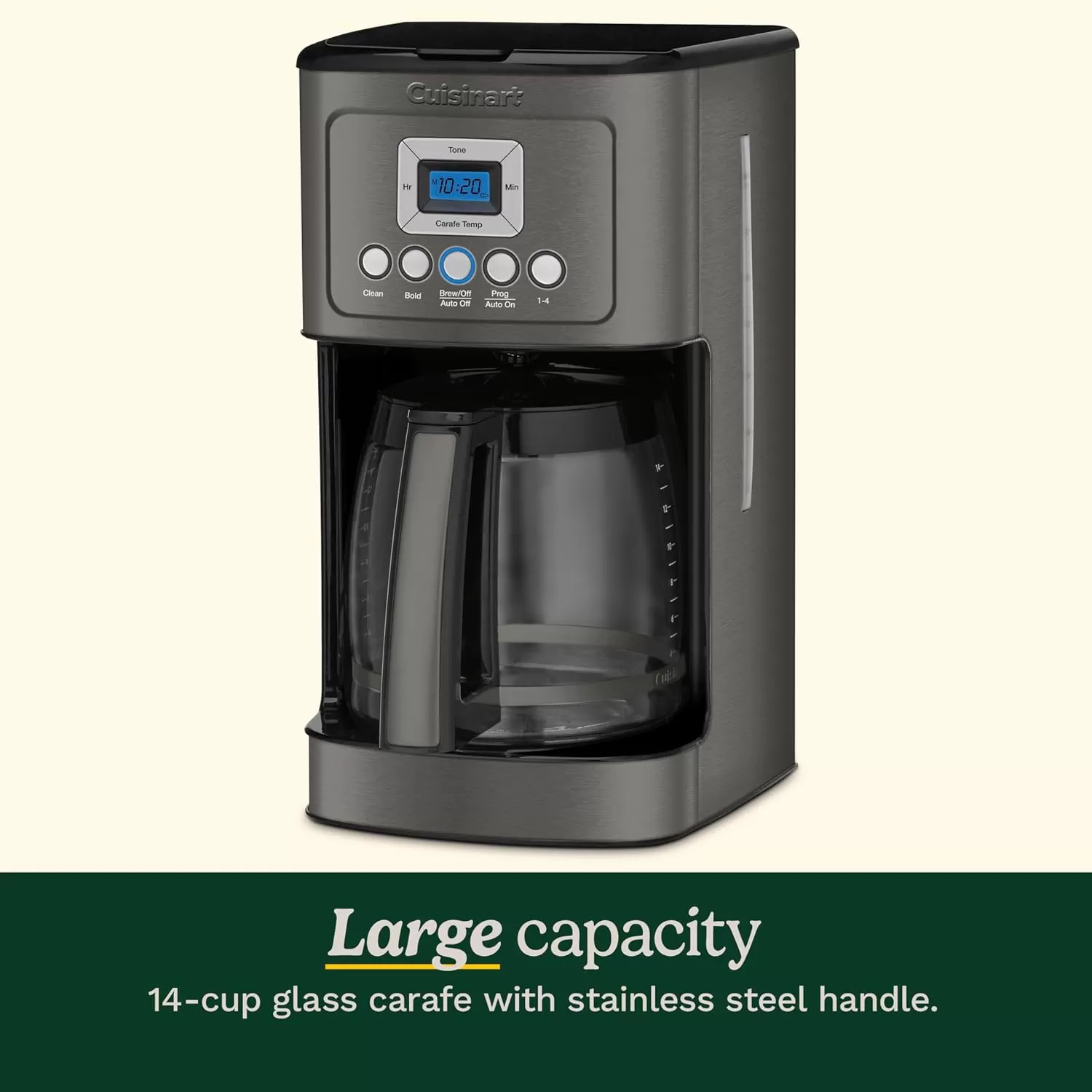 imageCuisinart Coffee Maker 14Cup Glass Carafe Fully Automatic for Brew Strength Control ampamp 14 Cup Setting Stainless Steel DCC3200P1Black Stainless Steel