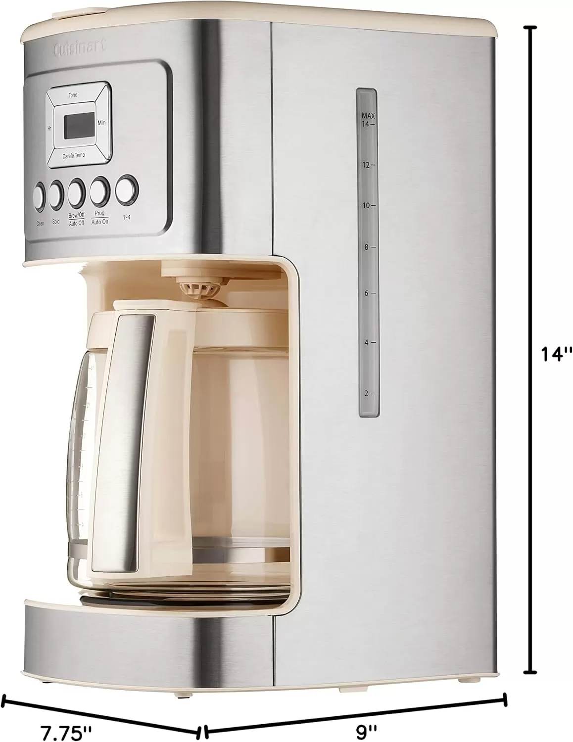imageCuisinart Coffee Maker 14Cup Glass Carafe Fully Automatic for Brew Strength Control ampamp 14 Cup Setting Stainless Steel DCC3200P1Cream