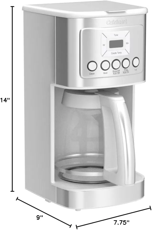 imageCuisinart Coffee Maker 14Cup Glass Carafe Fully Automatic for Brew Strength Control ampamp 14 Cup Setting Stainless Steel DCC3200P1White