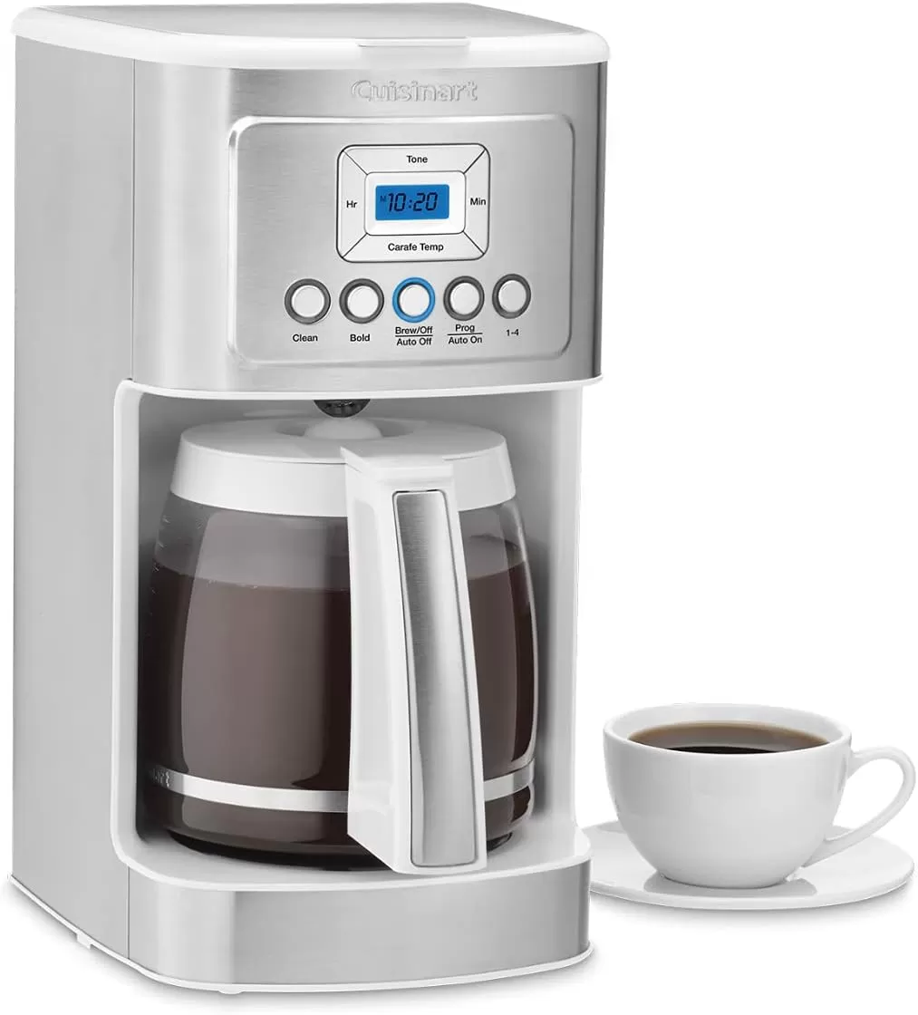 imageCuisinart Coffee Maker 14Cup Glass Carafe Fully Automatic for Brew Strength Control ampamp 14 Cup Setting Stainless Steel DCC3200P1White