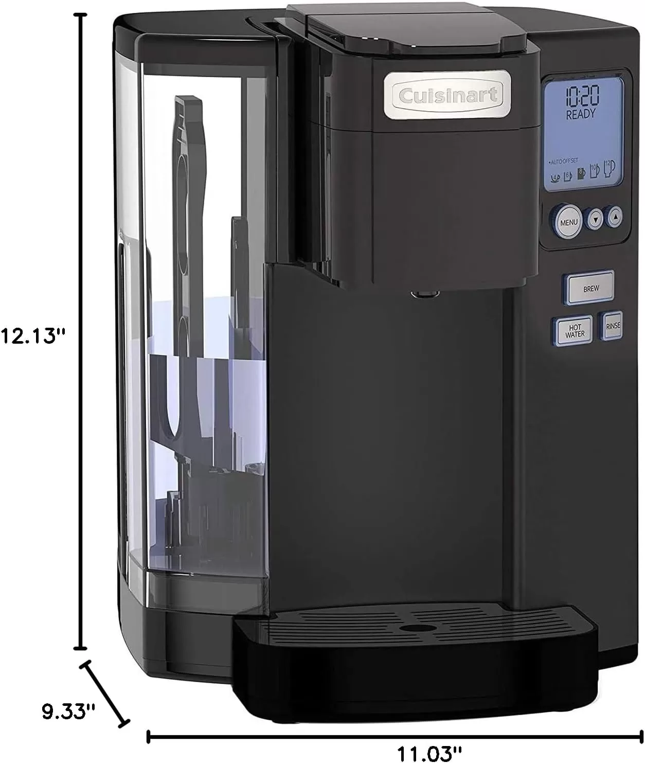 imageCuisinart Coffee Maker Single Serve 72Ounce Reservoir Coffee Machine Programmable Brewing ampamp Hot Water Dispenser Stainless Steel SS10P1SilverBlack