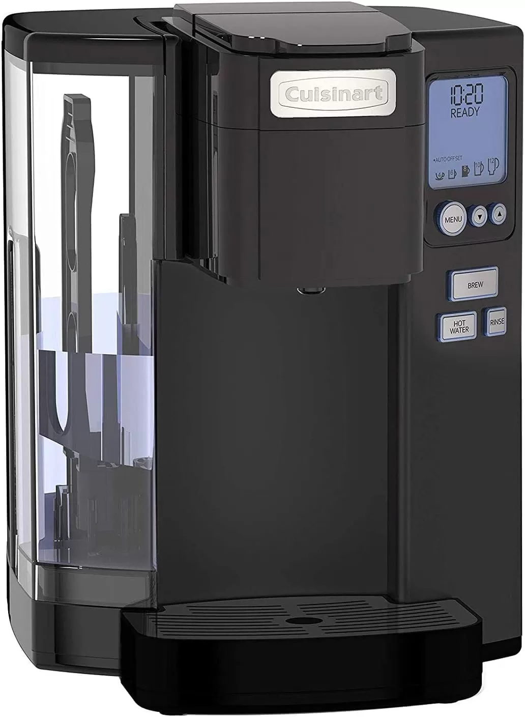 imageCuisinart Coffee Maker Single Serve 72Ounce Reservoir Coffee Machine Programmable Brewing ampamp Hot Water Dispenser Stainless Steel SS10P1SilverBlack