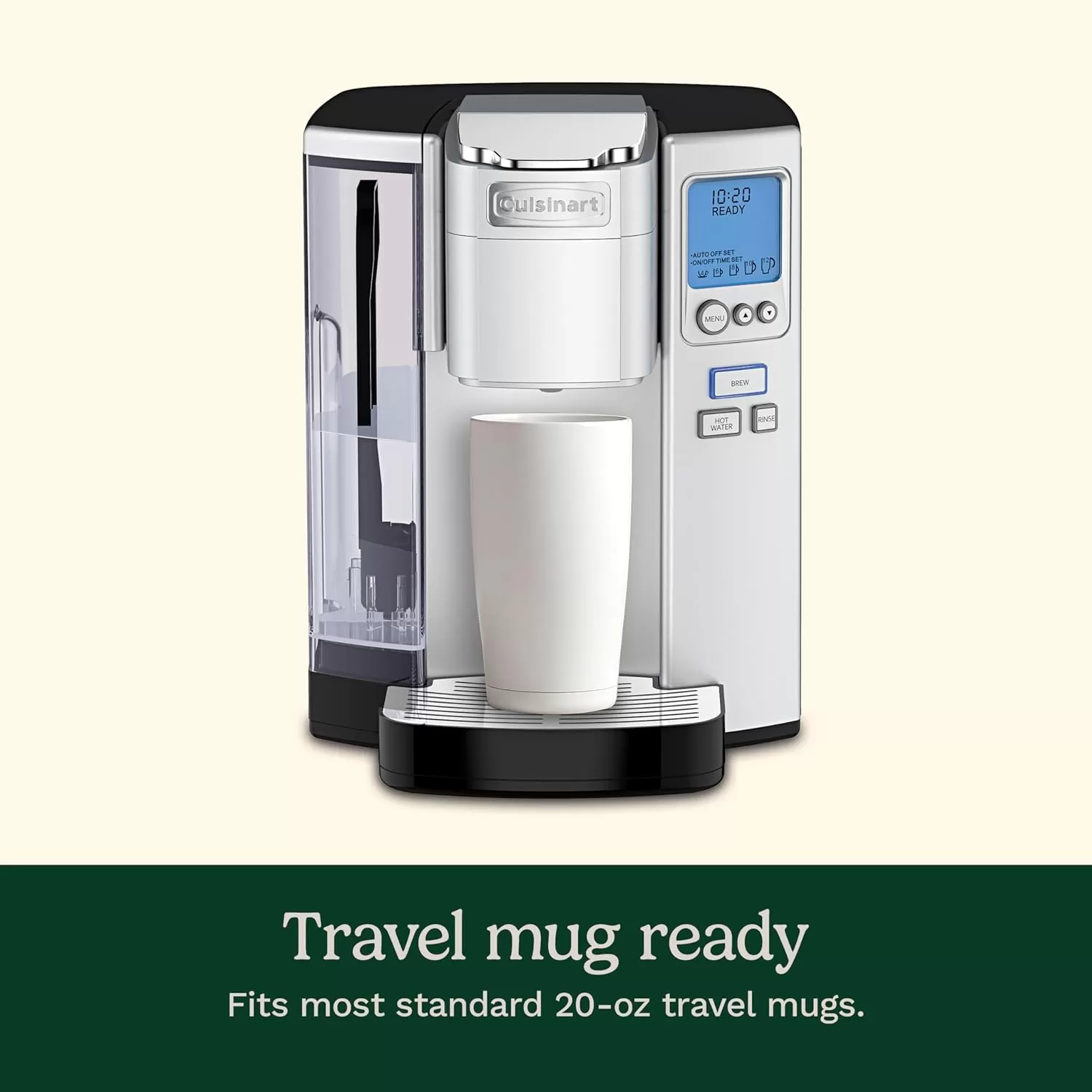 imageCuisinart Coffee Maker Single Serve 72Ounce Reservoir Coffee Machine Programmable Brewing ampamp Hot Water Dispenser Stainless Steel SS10P1SilverSilver