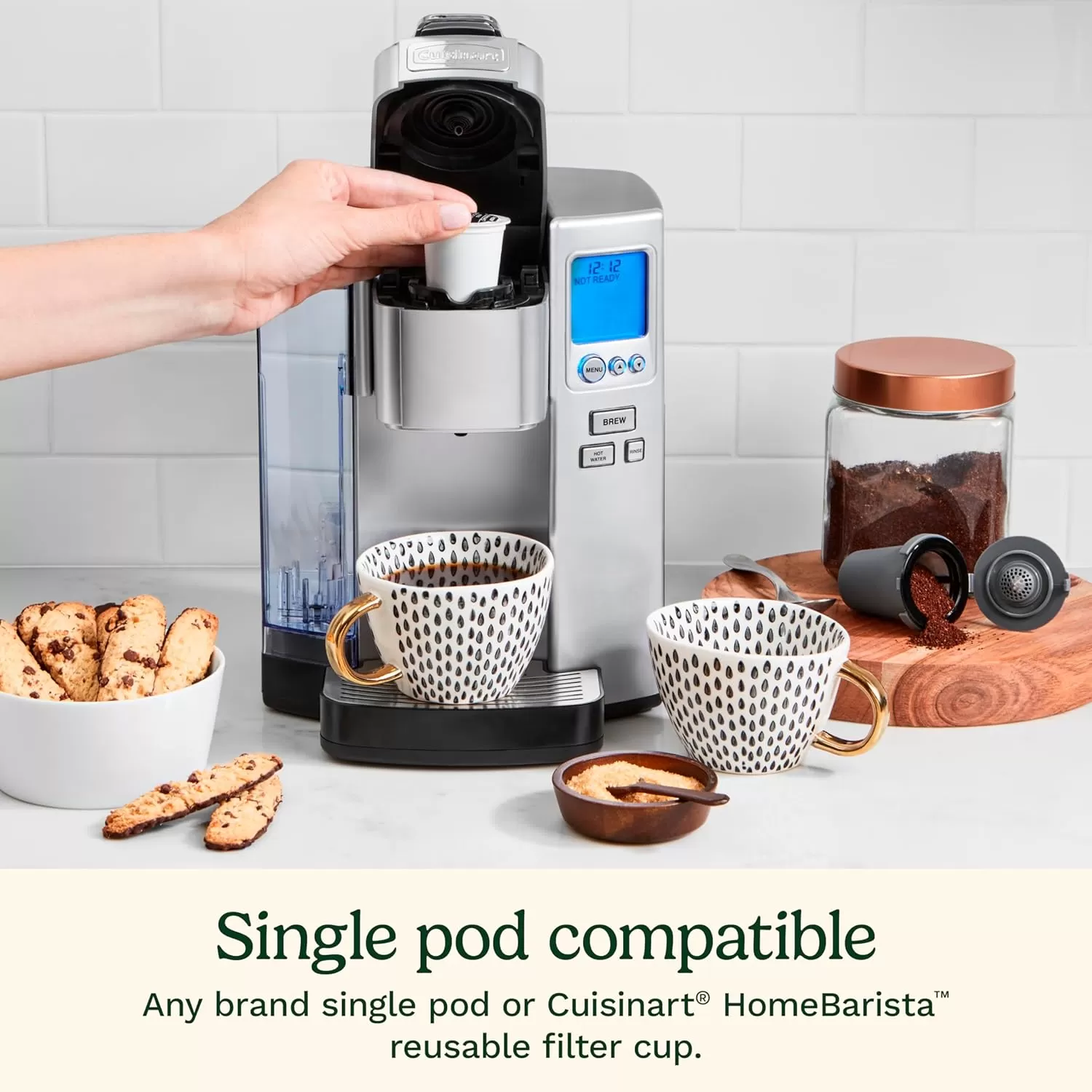 imageCuisinart Coffee Maker Single Serve 72Ounce Reservoir Coffee Machine Programmable Brewing ampamp Hot Water Dispenser Stainless Steel SS10P1SilverSilver