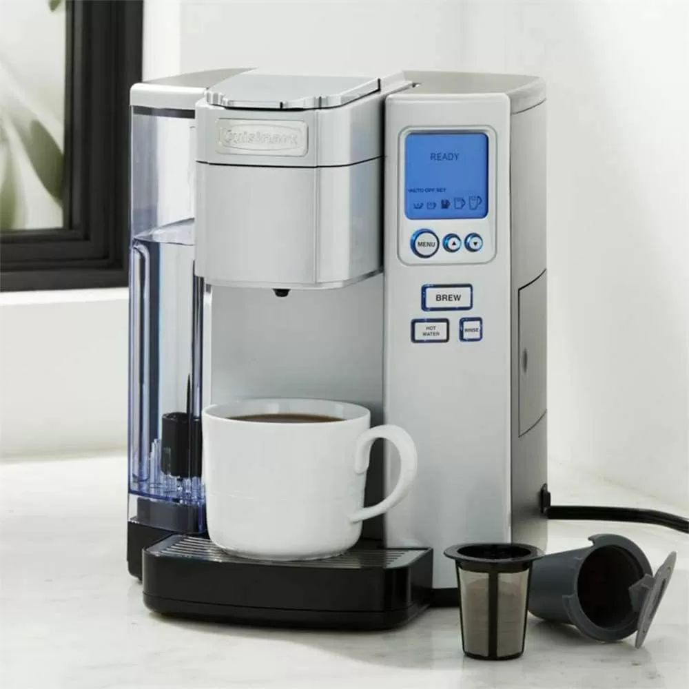 imageCuisinart Coffee Maker Single Serve 72Ounce Reservoir Coffee Machine Programmable Brewing ampamp Hot Water Dispenser Stainless Steel SS10P1SilverSilver