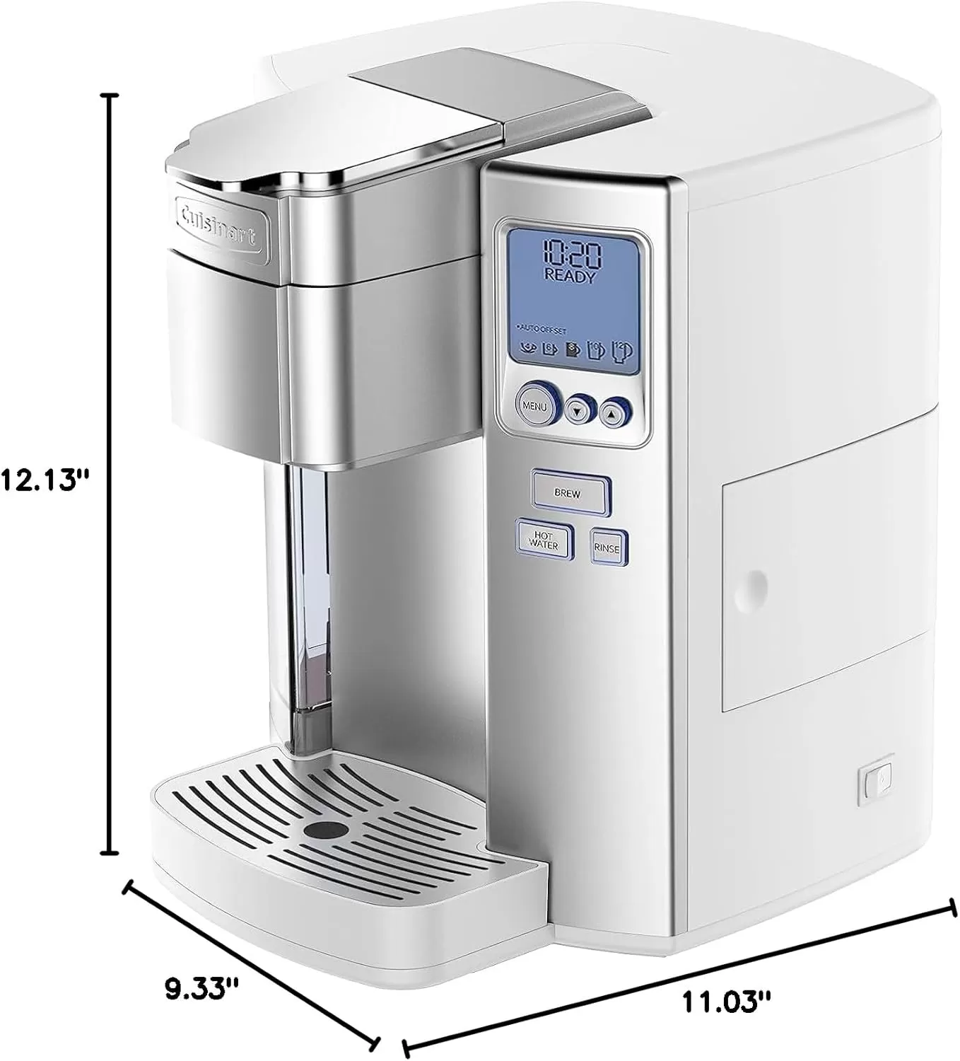 imageCuisinart Coffee Maker Single Serve 72Ounce Reservoir Coffee Machine Programmable Brewing ampamp Hot Water Dispenser Stainless Steel SS10P1SilverWhite