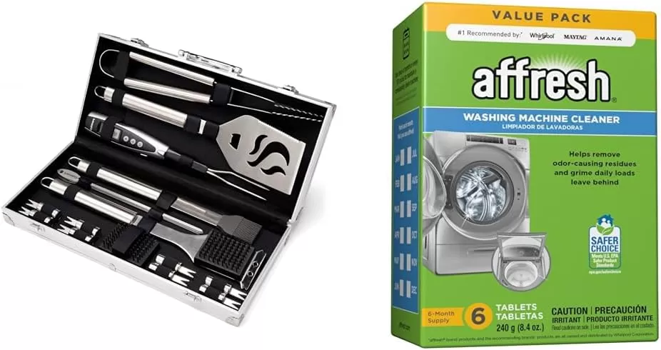 imageCuisinart Deluxe Grill Tool Set 20Piece BBQ Kit with Aluminum Case ampamp Digital Temperature Fork Spatula Tongs Grill Accessories ampamp Utensils Grilling Set for CookoutDeluxe Grill Set  20Piece