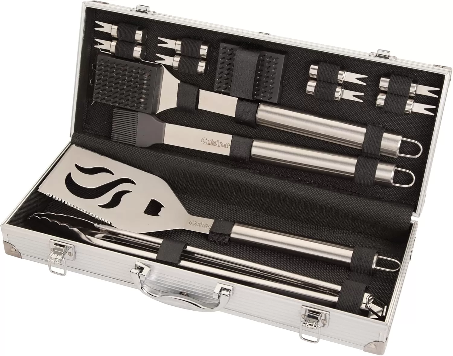 imageCuisinart Deluxe Grill Tool Set 20Piece BBQ Kit with Aluminum Case ampamp Digital Temperature Fork Spatula Tongs Grill Accessories ampamp Utensils Grilling Set for CookoutDeluxe Grill Set  14Piece