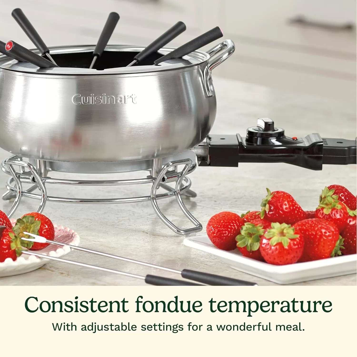 imageCuisinart Fondue Pot 3 Quart For Chocolate Cheese Broth Oil Stainless Steel CFO3SSP1Pot