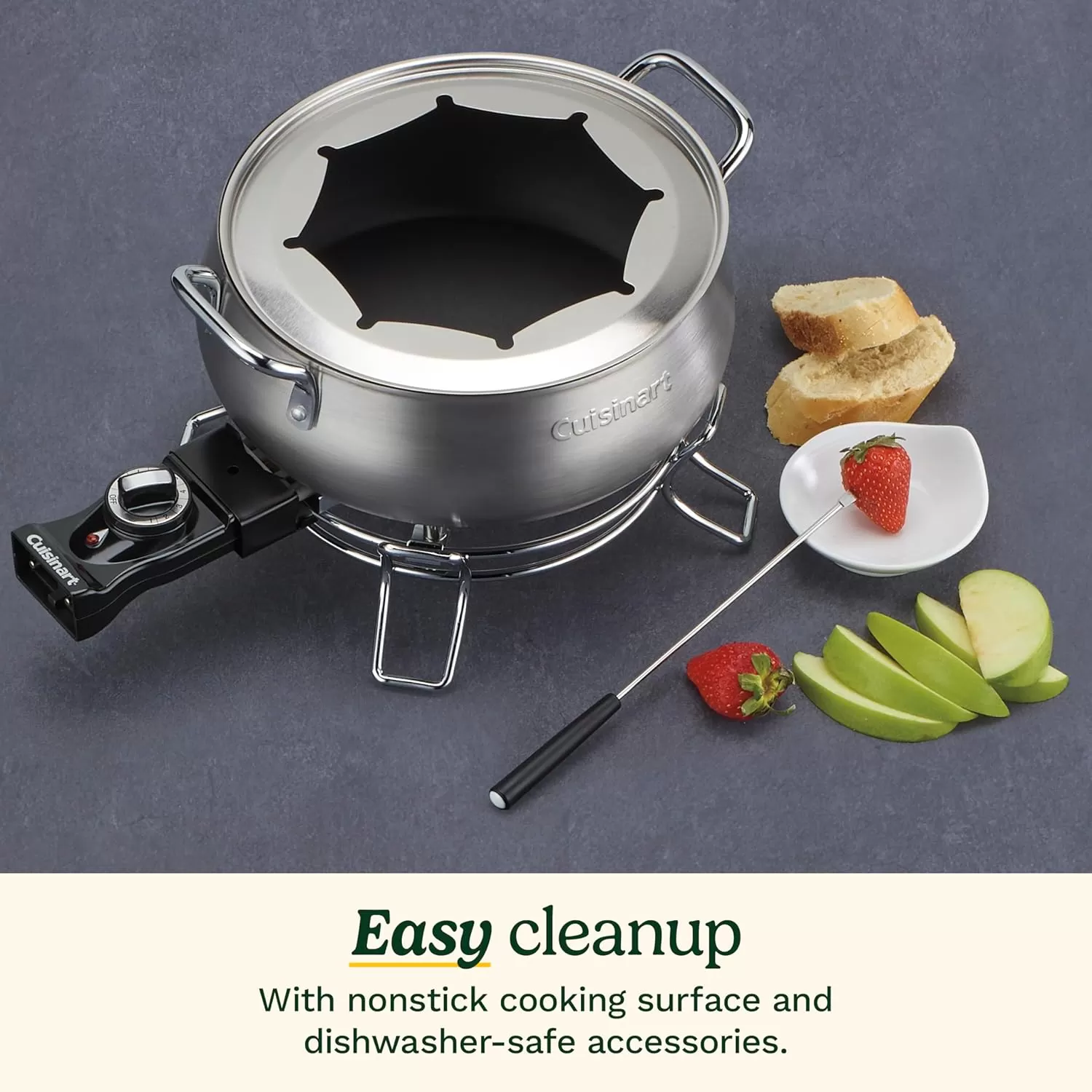 imageCuisinart Fondue Pot 3 Quart For Chocolate Cheese Broth Oil Stainless Steel CFO3SSP1Pot