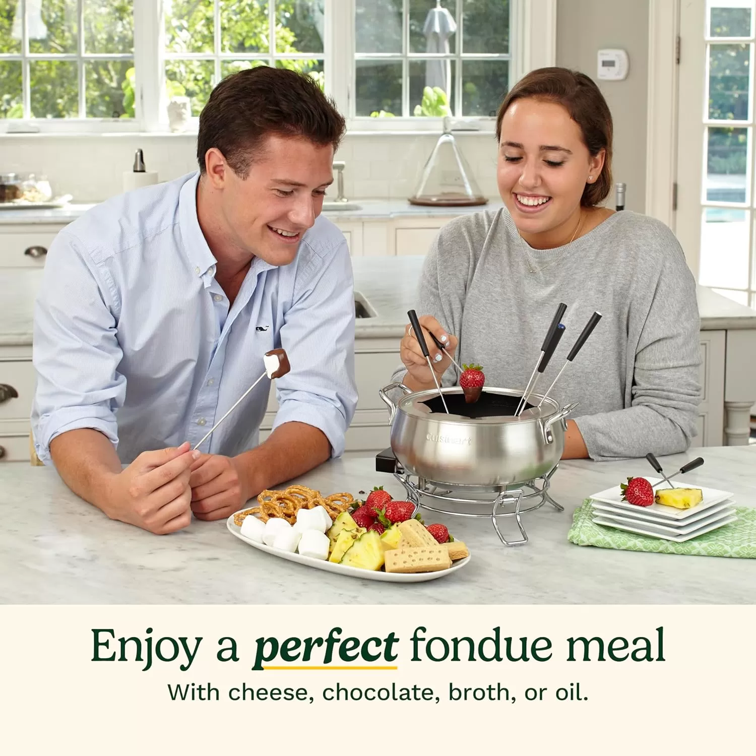 imageCuisinart Fondue Pot 3 Quart For Chocolate Cheese Broth Oil Stainless Steel CFO3SSP1Pot
