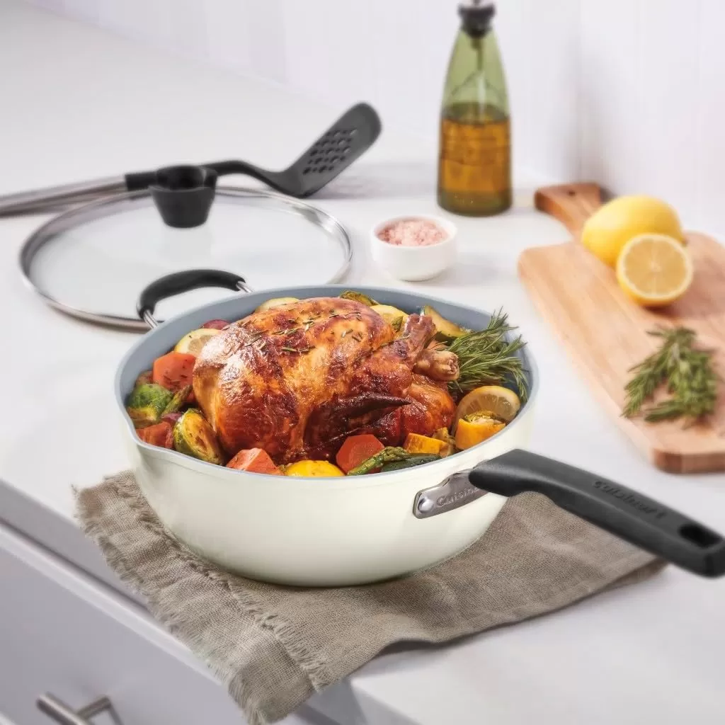 imageCuisinart Preferred Pan 4Pc Set  Nouveau Navy 45 Qt MultiPurpose Pan wCover Steamer Slotted TurnerCrme de la Creme