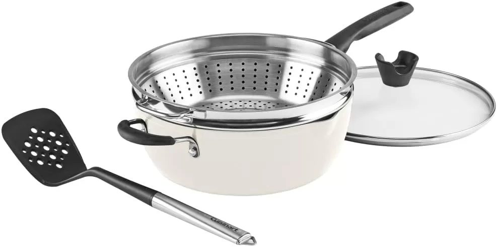imageCuisinart Preferred Pan 4Pc Set  Nouveau Navy 45 Qt MultiPurpose Pan wCover Steamer Slotted TurnerCrme de la Creme