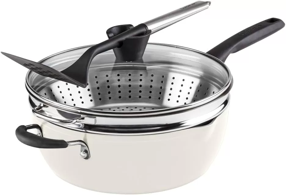 imageCuisinart Preferred Pan 4Pc Set  Nouveau Navy 45 Qt MultiPurpose Pan wCover Steamer Slotted TurnerCrme de la Creme