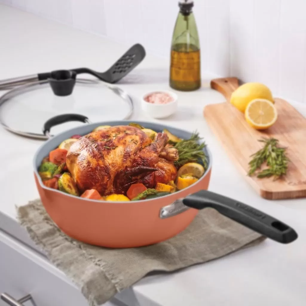 imageCuisinart Preferred Pan 4Pc Set  Nouveau Navy 45 Qt MultiPurpose Pan wCover Steamer Slotted TurnerSienna Sky