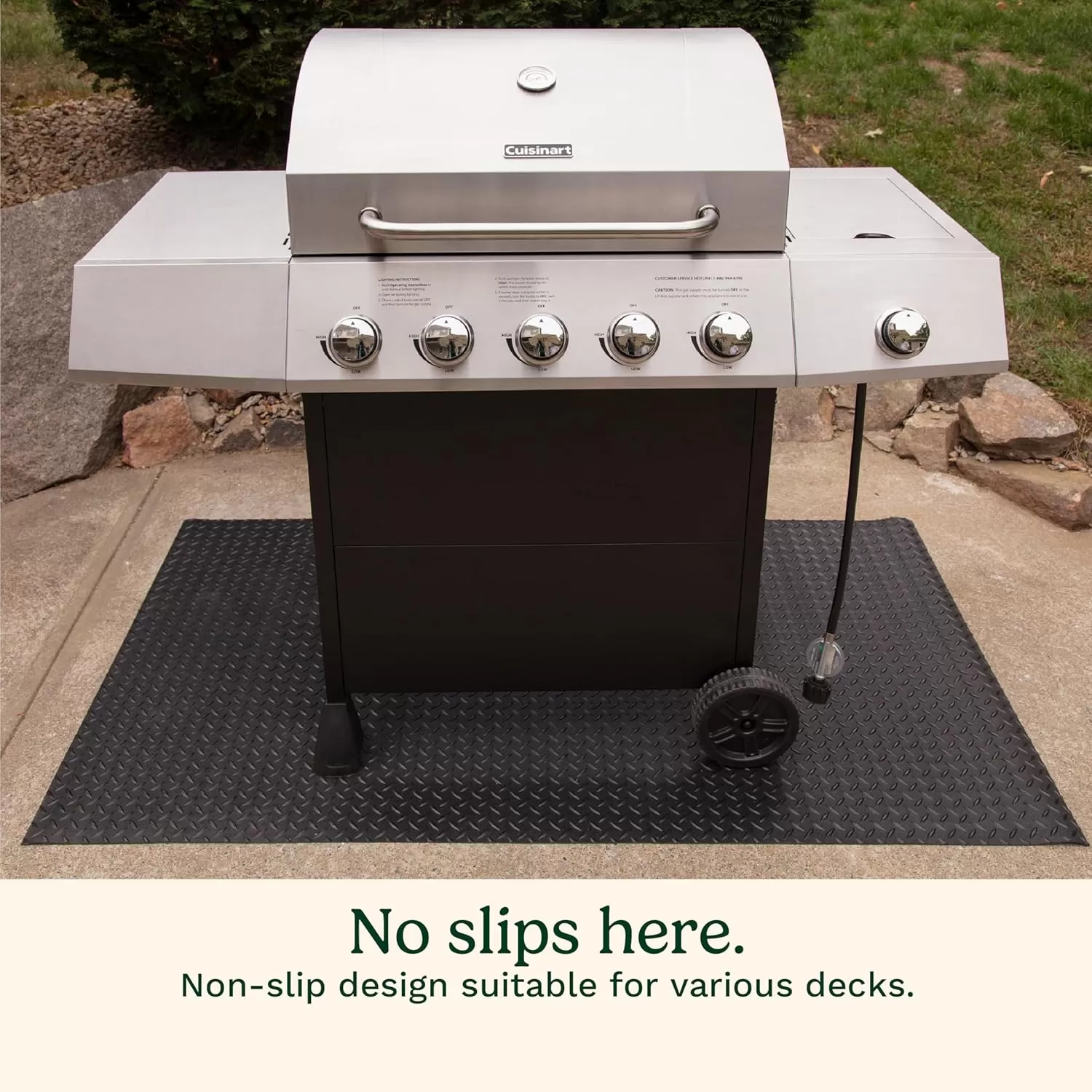 imageCuisinart Premium Deck ampamp Grill Mat 65quot x 36quot NonSlip Rubber Mat for BBQ Griddle ampamp Grill All Season Protection Patio Deck ampamp Porch MatPremium Deck and Patio Grill Mat