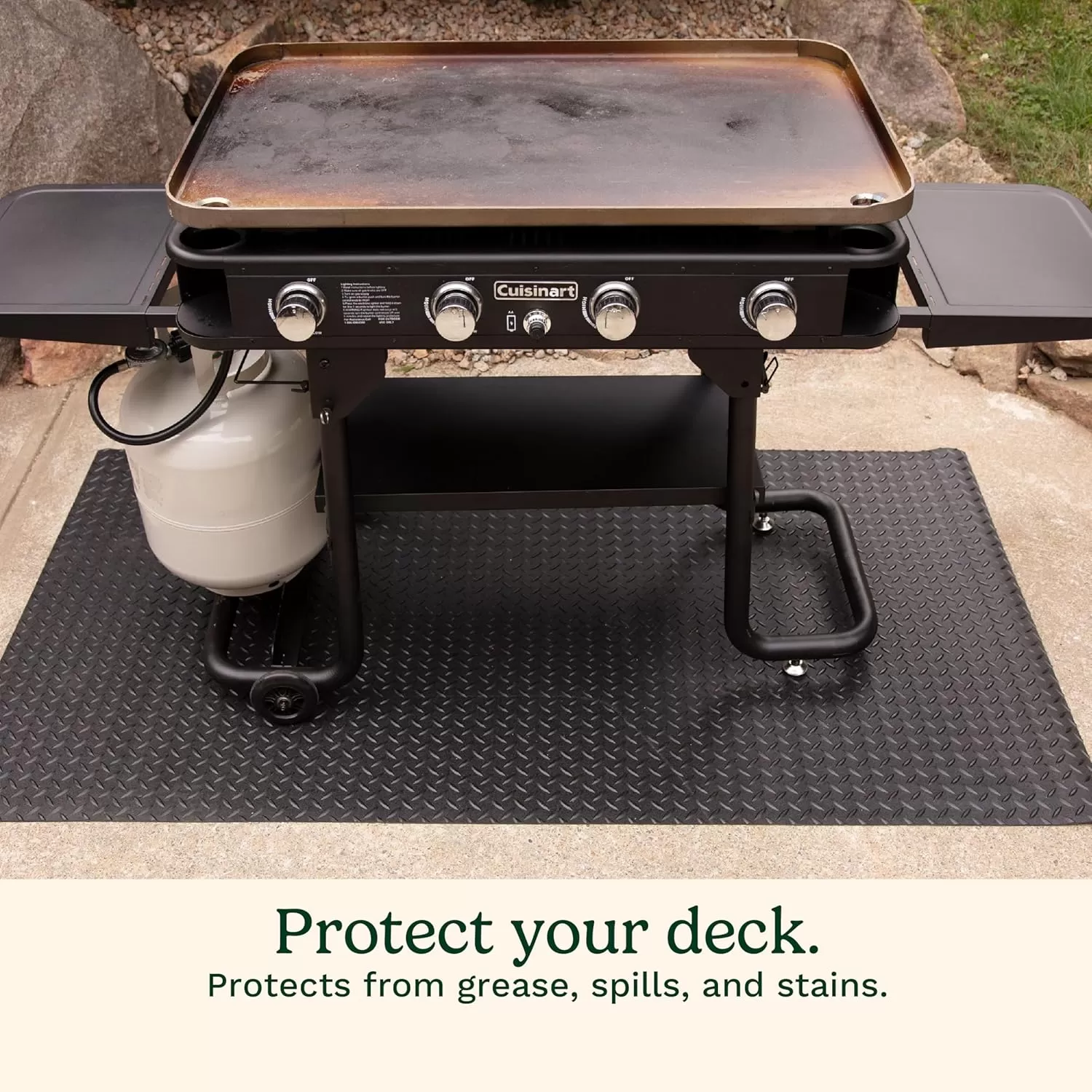 imageCuisinart Premium Deck ampamp Grill Mat 65quot x 36quot NonSlip Rubber Mat for BBQ Griddle ampamp Grill All Season Protection Patio Deck ampamp Porch MatPremium Deck and Patio Grill Mat