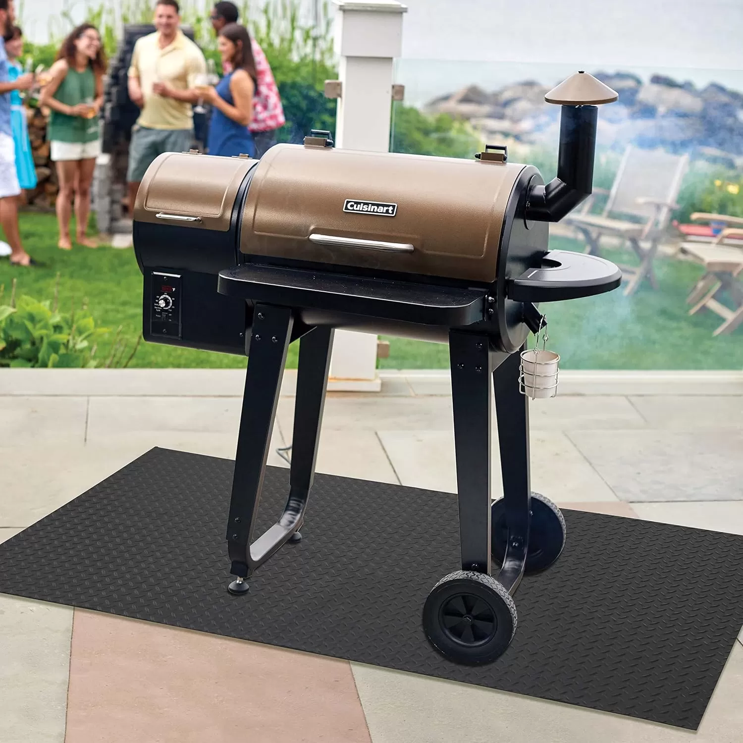 imageCuisinart Premium Deck ampamp Grill Mat 65quot x 36quot NonSlip Rubber Mat for BBQ Griddle ampamp Grill All Season Protection Patio Deck ampamp Porch MatPremium Deck and Patio Grill Mat