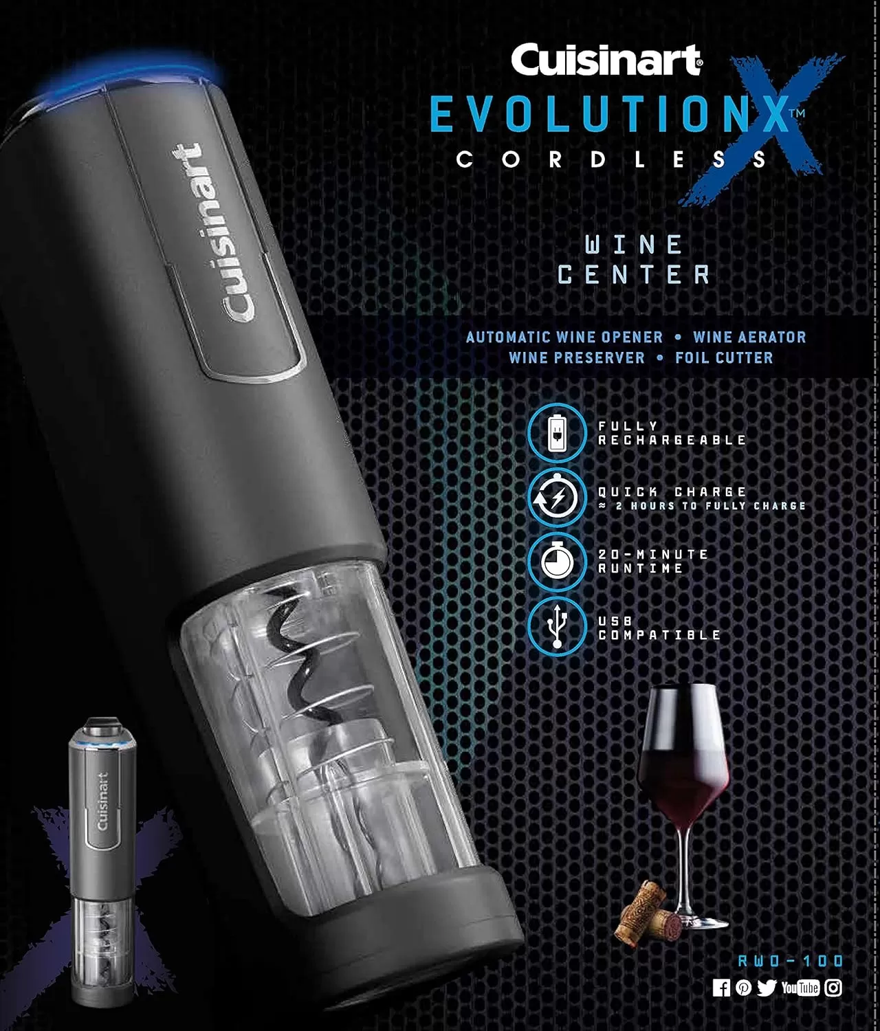 imageCuisinart RWO100 EvolutionX Cordless 4in1 Wine OpenerBlack