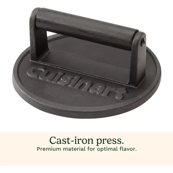 imageCuisinart 65quot Cast Iron Smashed Burger Press Juicy ampamp Crispy Burgers for BBQs CookoutsSmashed Burger Press  Cast iron