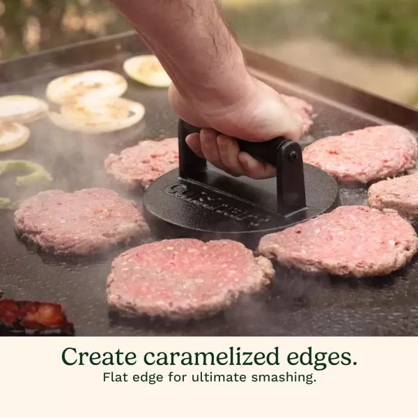 imageCuisinart 65quot Cast Iron Smashed Burger Press Juicy ampamp Crispy Burgers for BBQs CookoutsSmashed Burger Press  Cast iron