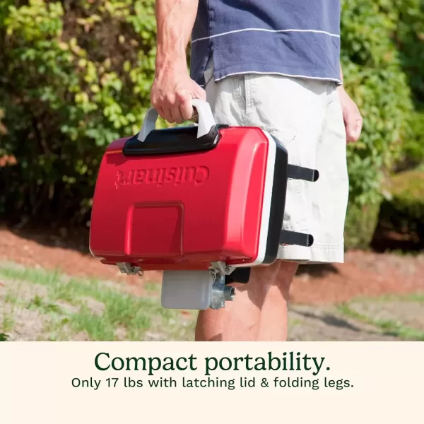 imageCuisinart CGG180T Petit Gourmet Portable Tabletop Propane Gas Grill Red 176 x 186 x 118InchPetit Gourmet Tabletop Gas Grill  Red
