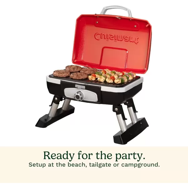 imageCuisinart CGG180T Petit Gourmet Portable Tabletop Propane Gas Grill Red 176 x 186 x 118InchPetit Gourmet Tabletop Gas Grill  Red