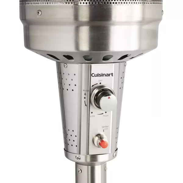 imageCuisinart COH300 Propane Push Start Ignition 47000 BTU Burner Heats up to 200 sq ft 32quot L x 85quot H Stainless Steel Outdoor Patio HeaterStainless Steel Outdoor Patio Heater