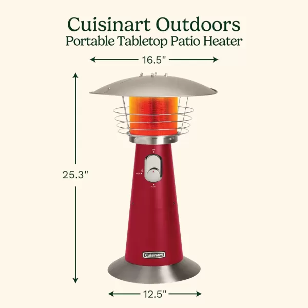 imageCuisinart COH513 Portable Tabletop Patio 11000 BTU Outdoor Propane Heater with Safety Tilt Switch and Burner Screen Guard 30 sq Foot Heat Range RedRed