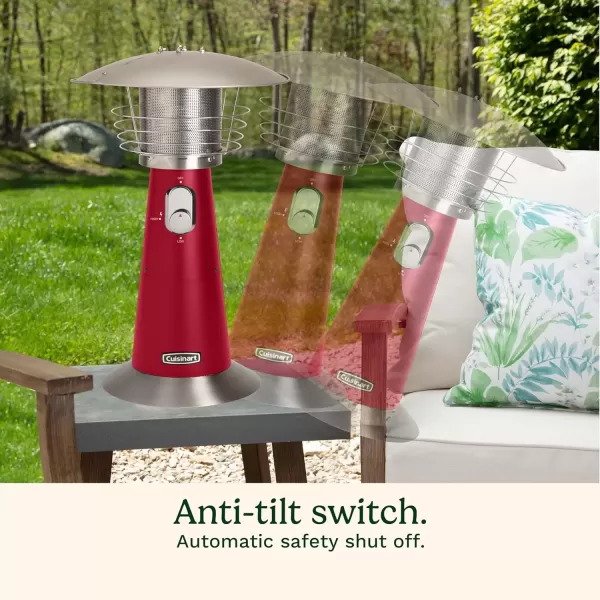 imageCuisinart COH513 Portable Tabletop Patio 11000 BTU Outdoor Propane Heater with Safety Tilt Switch and Burner Screen Guard 30 sq Foot Heat Range RedRed