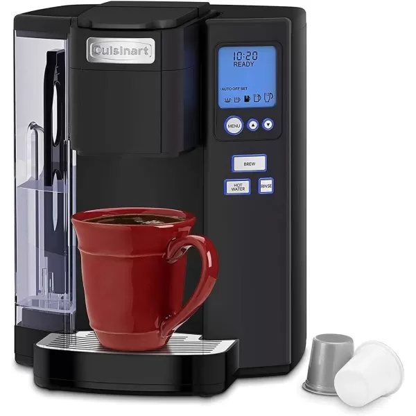imageCuisinart Coffee Maker Single Serve 72Ounce Reservoir Coffee Machine Programmable Brewing ampamp Hot Water Dispenser Stainless Steel SS10P1SilverBlack