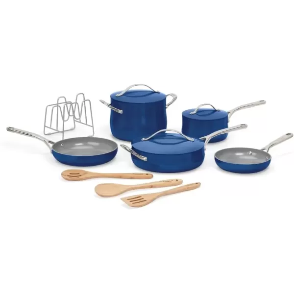 imageCuisinart Culinary Collection 12Piece Pots and Pans Set PURELYCERAMIC Nonstick TealSapphire