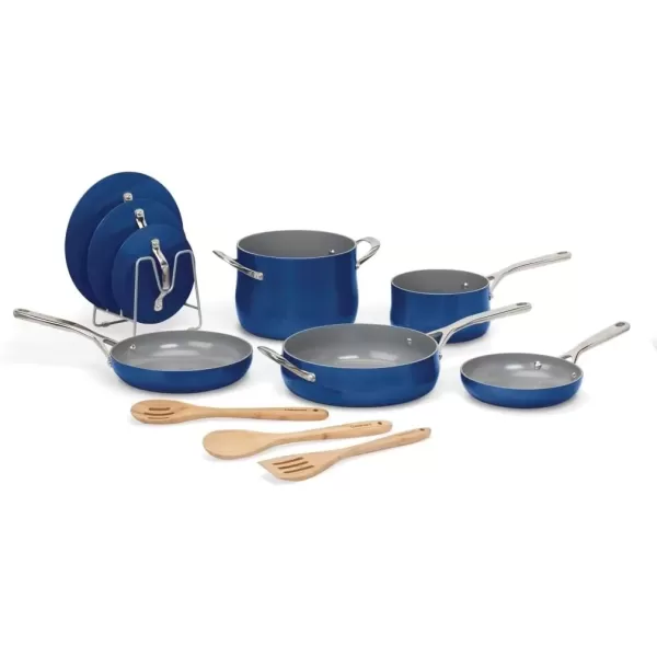 imageCuisinart Culinary Collection 12Piece Pots and Pans Set PURELYCERAMIC Nonstick TealSapphire