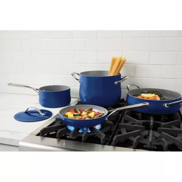 imageCuisinart Culinary Collection 12Piece Pots and Pans Set PURELYCERAMIC Nonstick TealSapphire