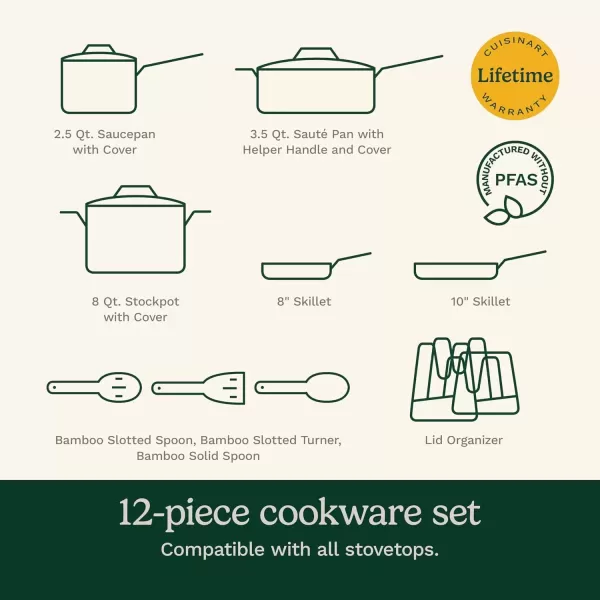 imageCuisinart Culinary Collection 12Piece Pots and Pans Set PURELYCERAMIC Nonstick TealTeal