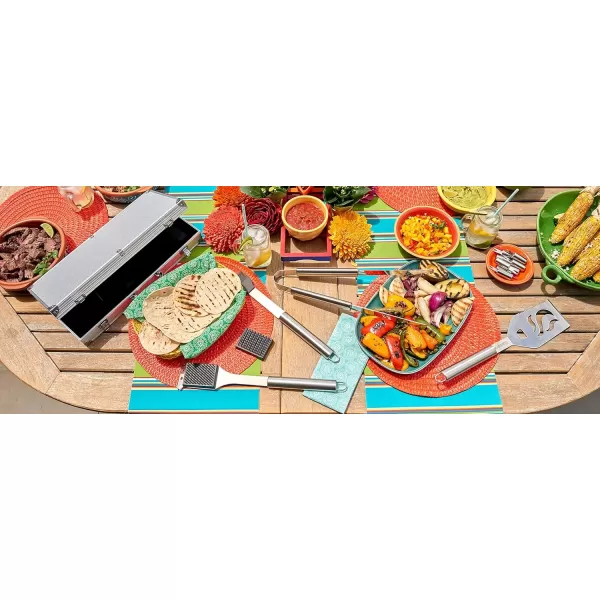 imageCuisinart Deluxe Grill Tool Set 20Piece BBQ Kit with Aluminum Case ampamp Digital Temperature Fork Spatula Tongs Grill Accessories ampamp Utensils Grilling Set for CookoutDeluxe Grill Set  14Piece