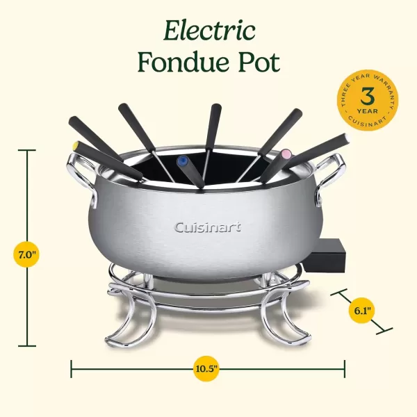 imageCuisinart Fondue Pot 3 Quart For Chocolate Cheese Broth Oil Stainless Steel CFO3SSP1Pot