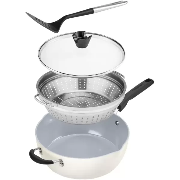 imageCuisinart Preferred Pan 4Pc Set  Nouveau Navy 45 Qt MultiPurpose Pan wCover Steamer Slotted TurnerCrme de la Creme